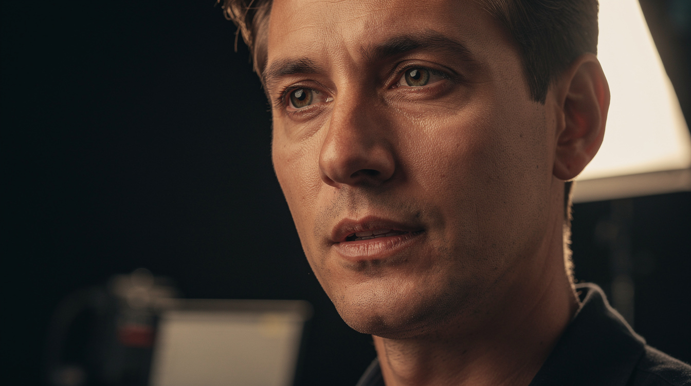 Soft diffused lighting on a presenter during filming