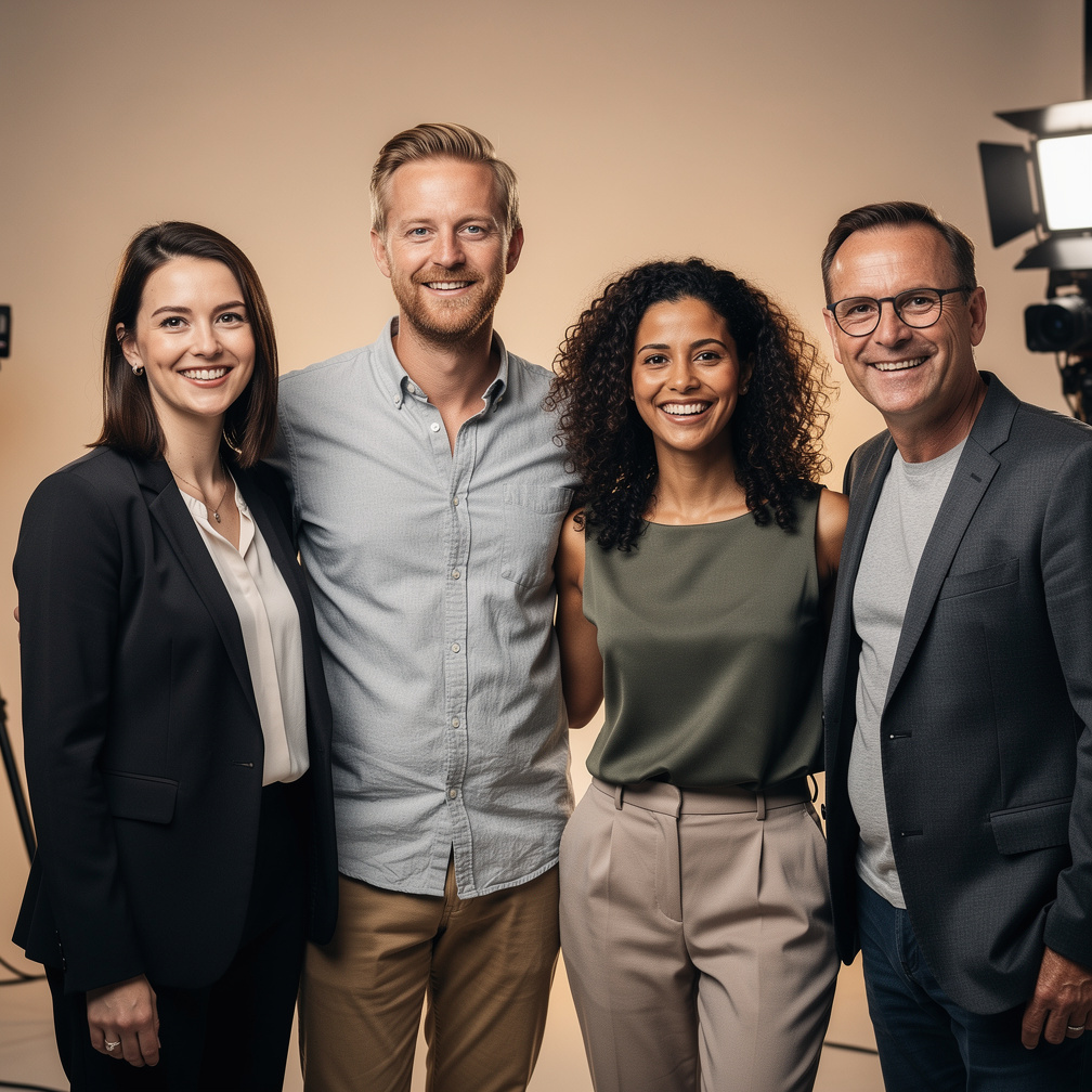Team of Belgian media production trainers standing together