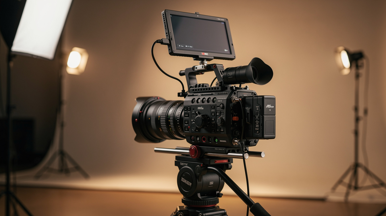 Professional camera gear ready for a studio shoot